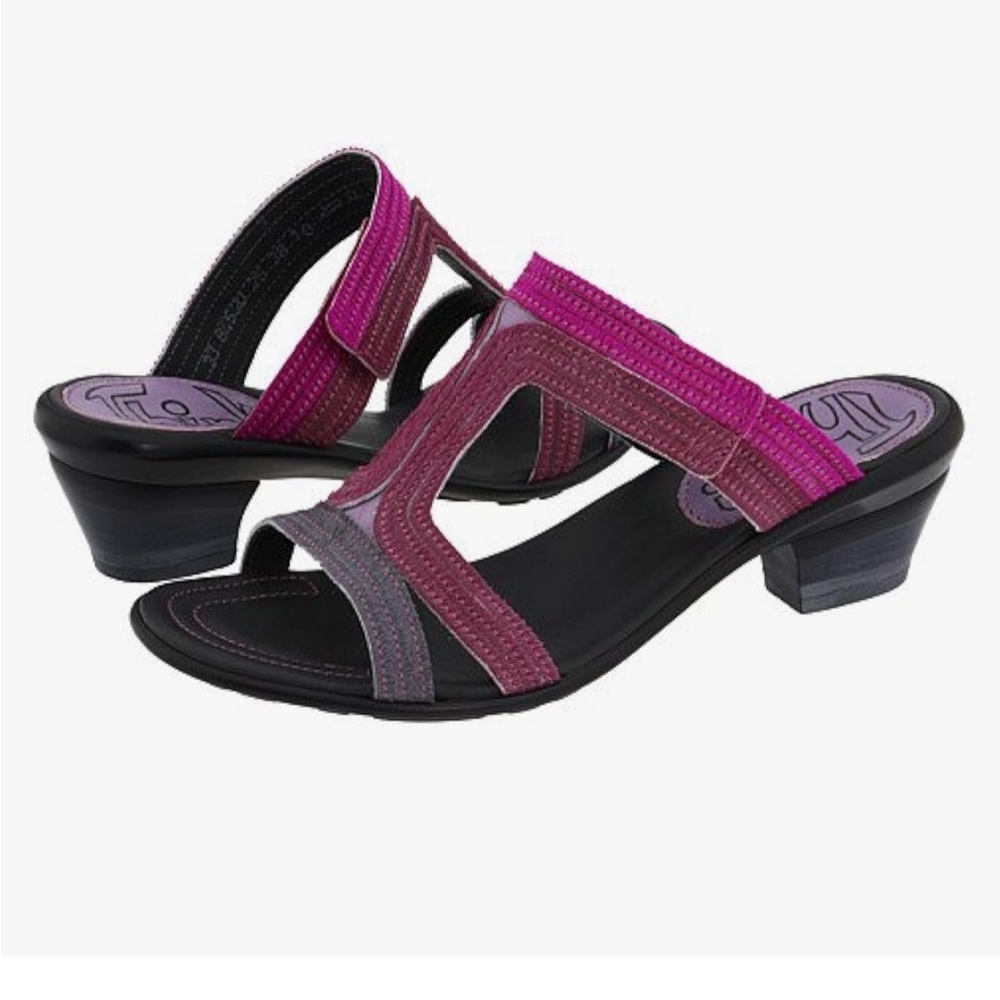 Think! Shiva Purple Suede Slide Heeled Sandals Shoe in Smoke/Kombi Fell Size 37
